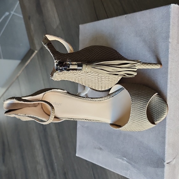 NWT BOTKIER | Anna Suede Tasseled Stiletto Heels - Olive Snake - Picture 3 of 7